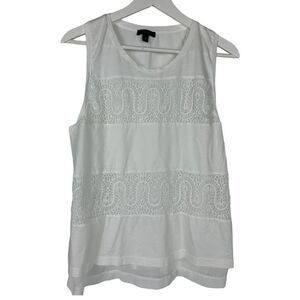 J. Crew White Lace Panel Sleeveless Top size XL
